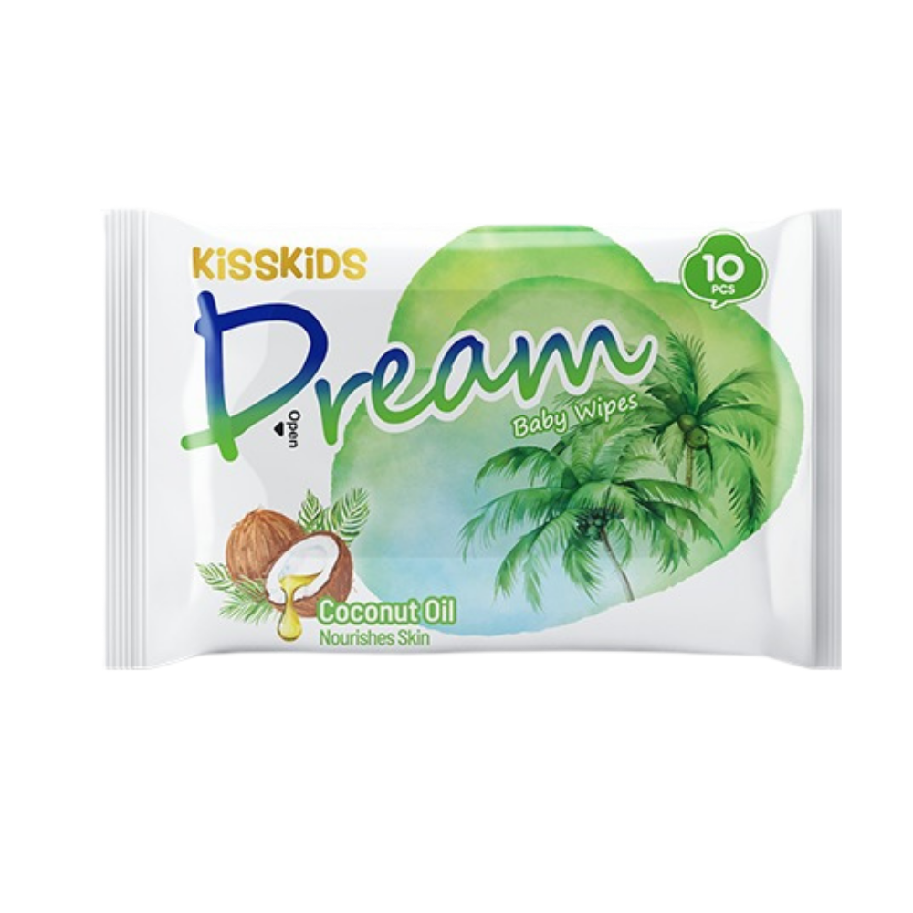 KissKids Dream Baby Wipes With Coconut Oil (10 PCS) - Dubai Mart B2B