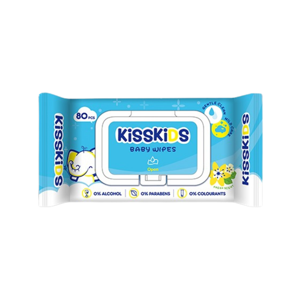 KissKissKids Baby Wipes Fragrance Free (80 PCS) - Dubai Mart B2B